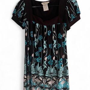 Speechless Brown and Blue Floral Blouse